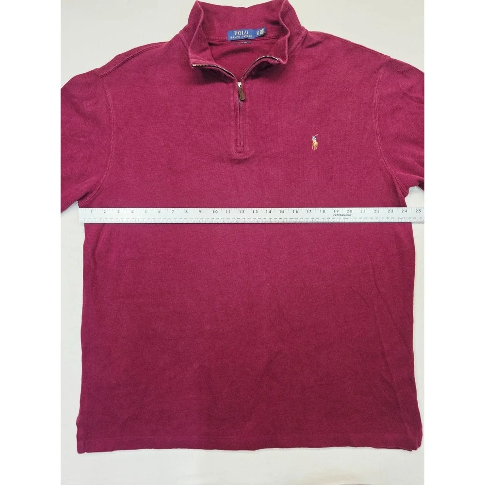 Polo Ralph Lauren Estate Rib‎ Quarter Zip Sweater Men's Large Burgundy Cotton